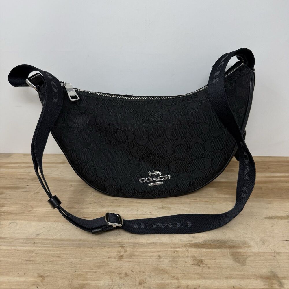 COACH Canvas Shoulder Bag Black  All-over Pattern D2422-CT822